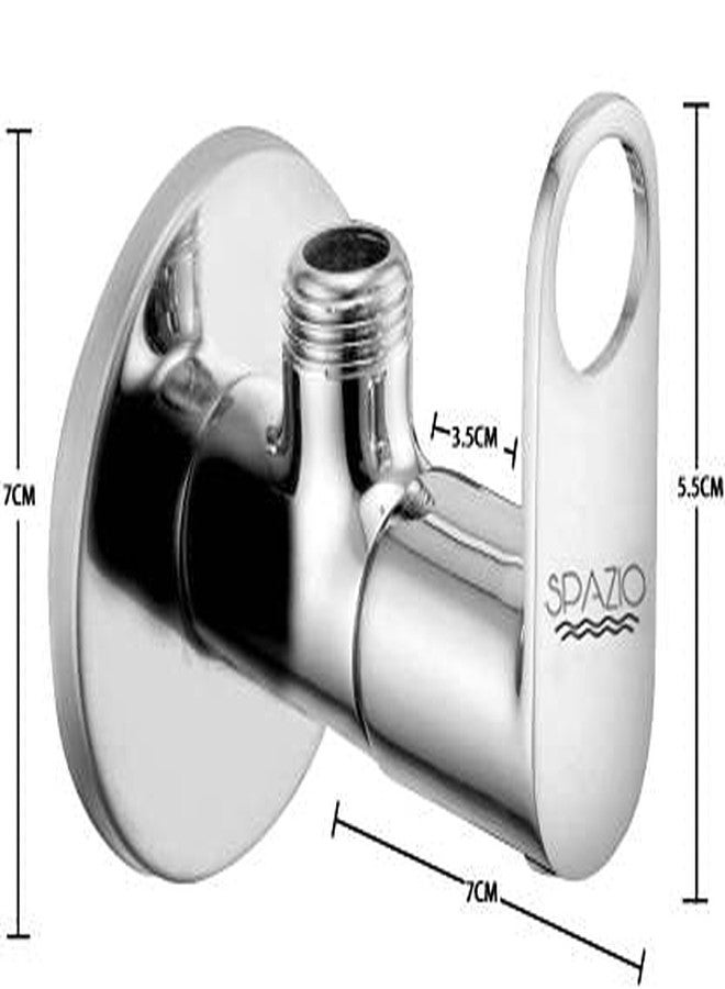 SPAZIO صنبور زاوية من الفولاذ المقاوم للصدأ من مجموعة SPAZIO MAX / صمام زاوية، حنفيات حمام، صنبور إيقاف زاوية، حوض غسيل، صنبور سخان مياه، مطلي بالكروم مع شفة جدارية، عبوة من 4 قطع - Image 2